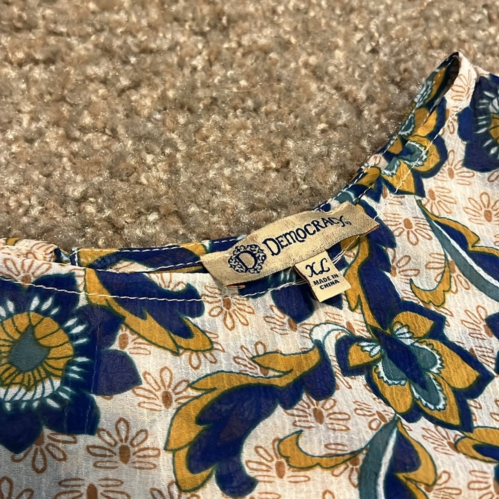 Democracy Floral Boho Flowy‎ Blouse XL - Picture 2 of 7